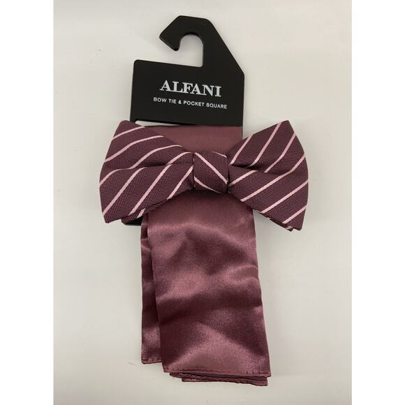 Bow Tie & Pocket Square Bundle - Alfani Laurel Stripe & Bar III Floral Print NEW - Picture 3 of 11
